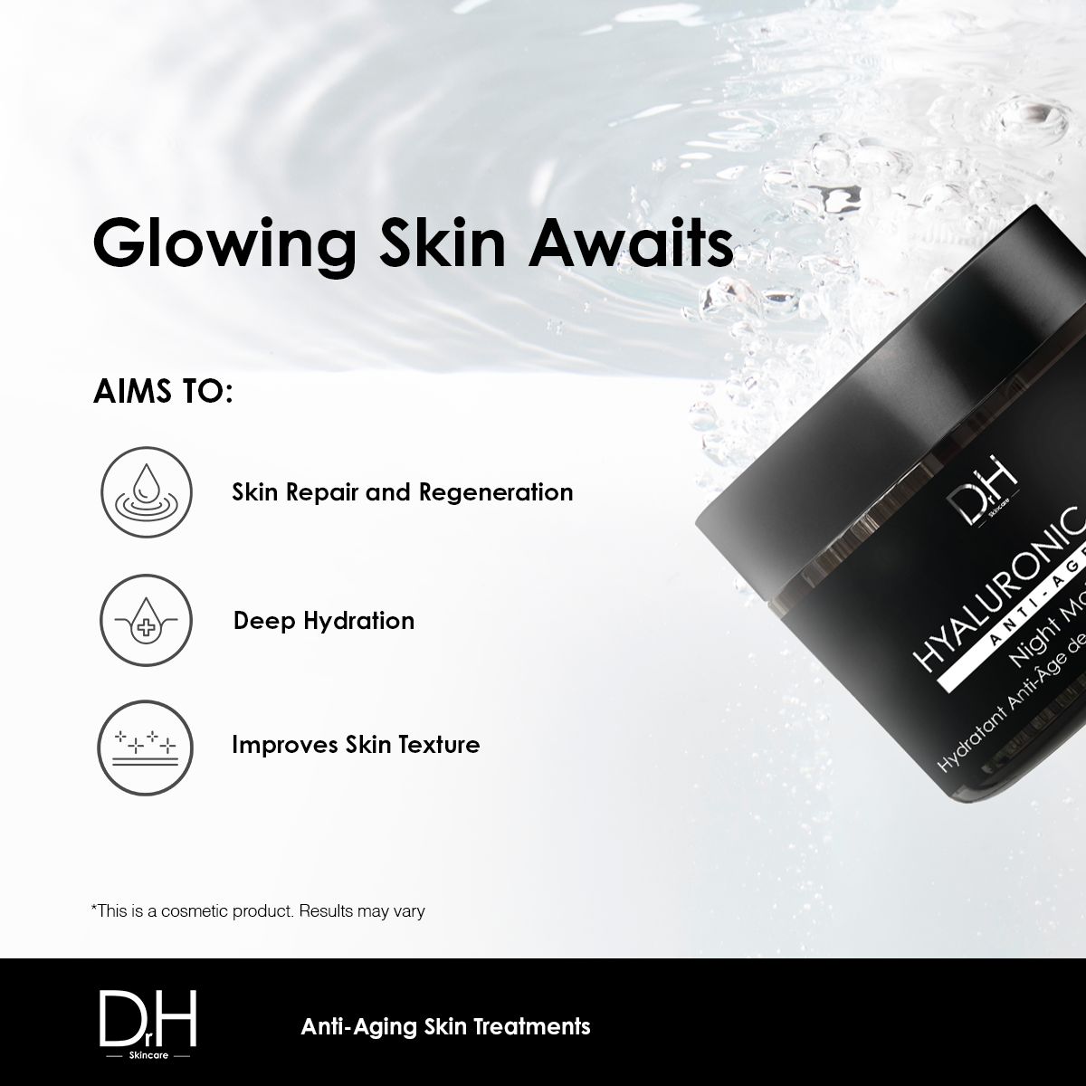 Hyaluronic Acid Anti-Ageing Night Moisturiser 60ml x 2 Duo Pack
