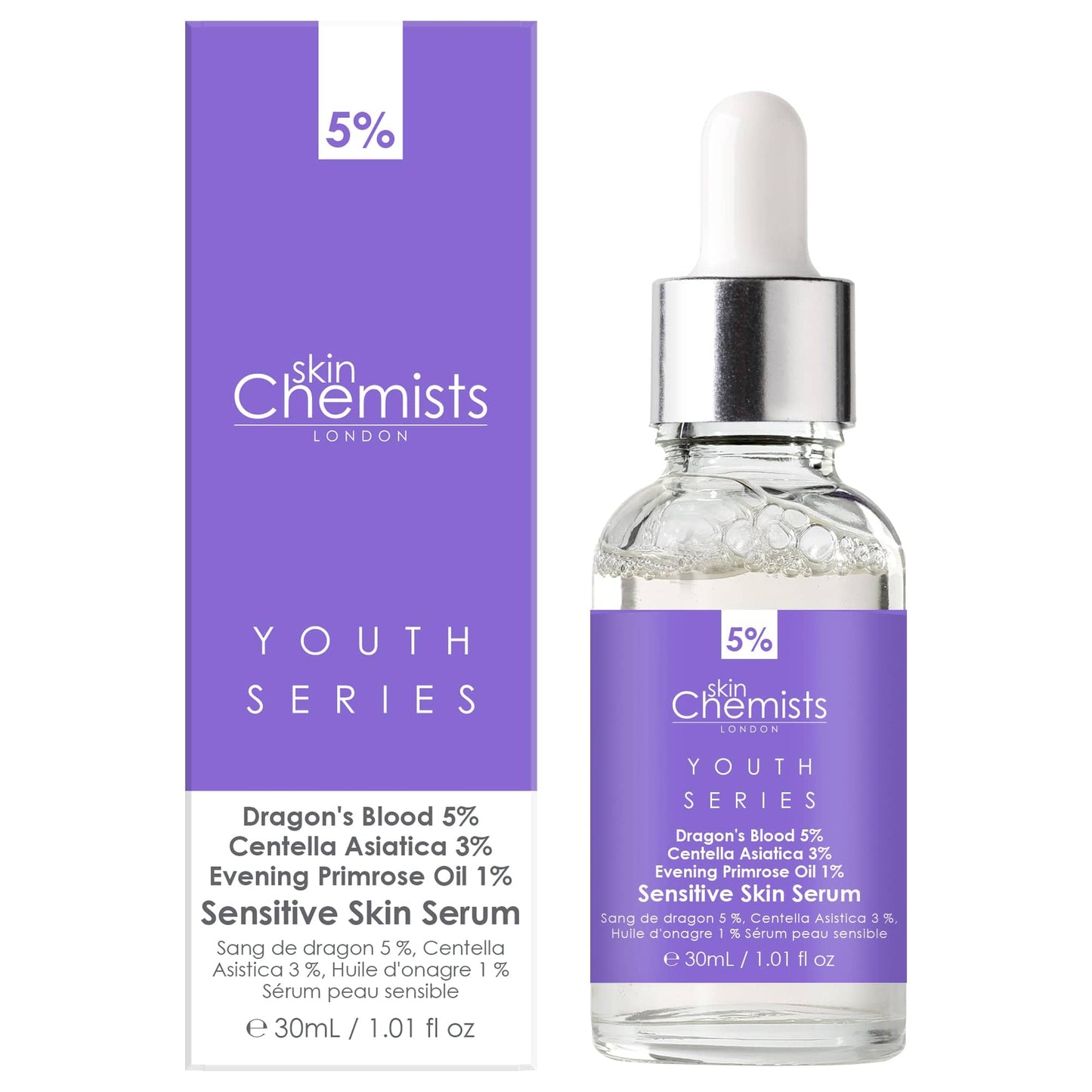Youth Series Sensitive Skin Serum Dragon's Blood 5%, Centella Asiatica 3%, Evening Primrose Oil 1% 30ml x 2 Duo Pack