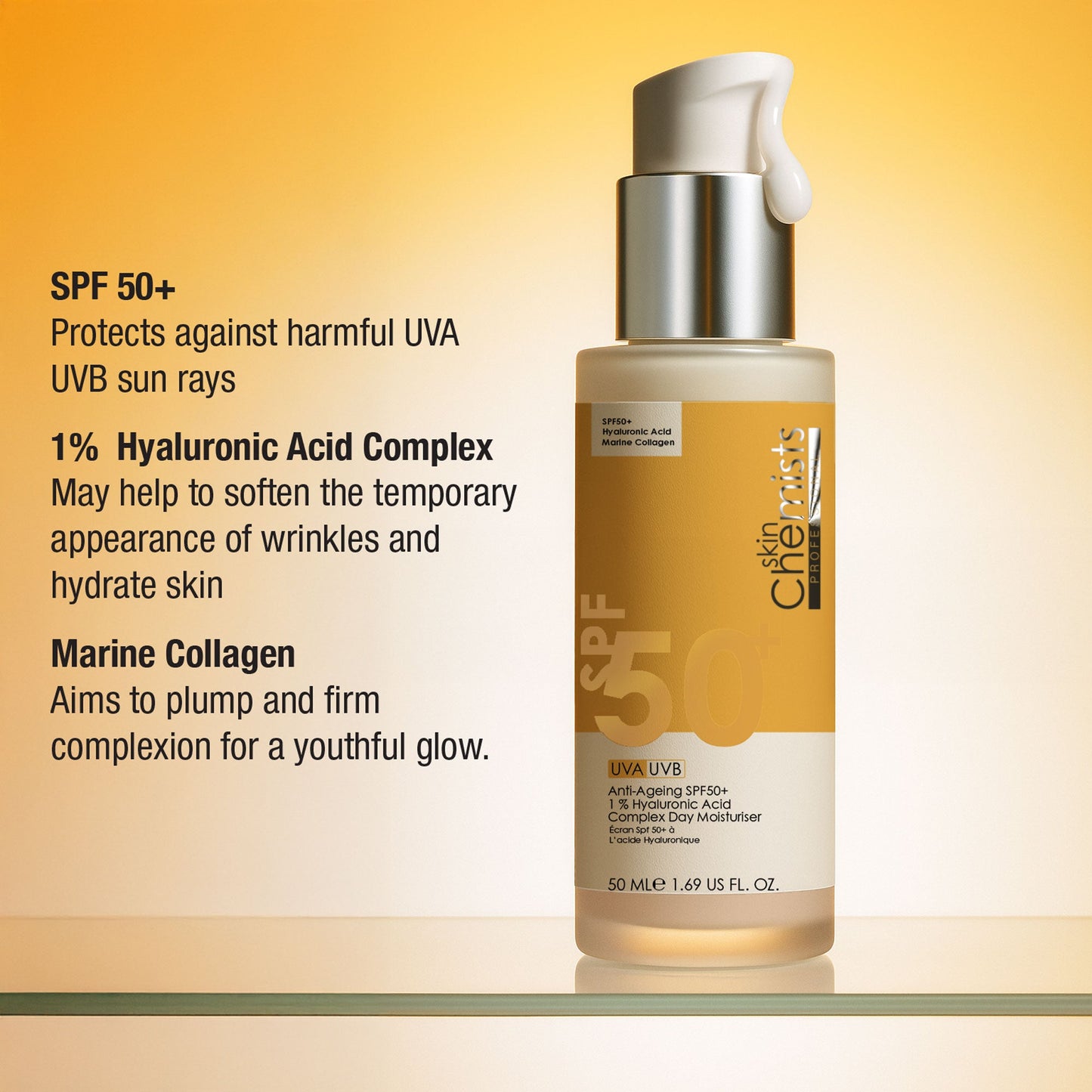 Anti-Ageing SPF 50 1% Hyaluronic Acid Day Moisturiser 50ml