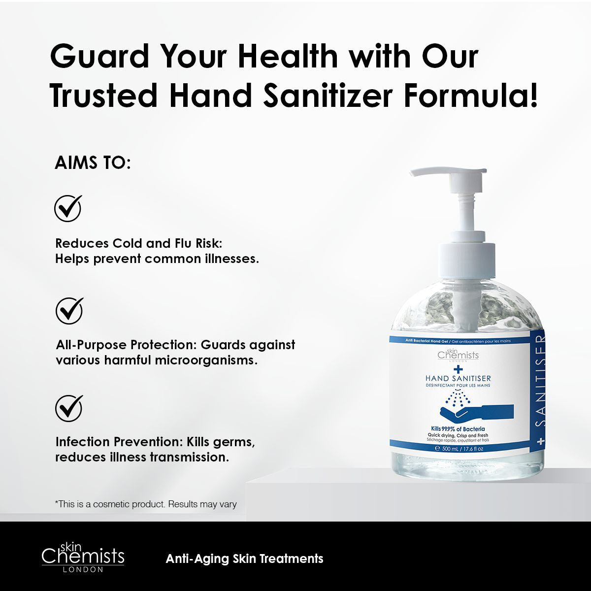skinChemists Hand Sanitiser 500ml Pack Of 48