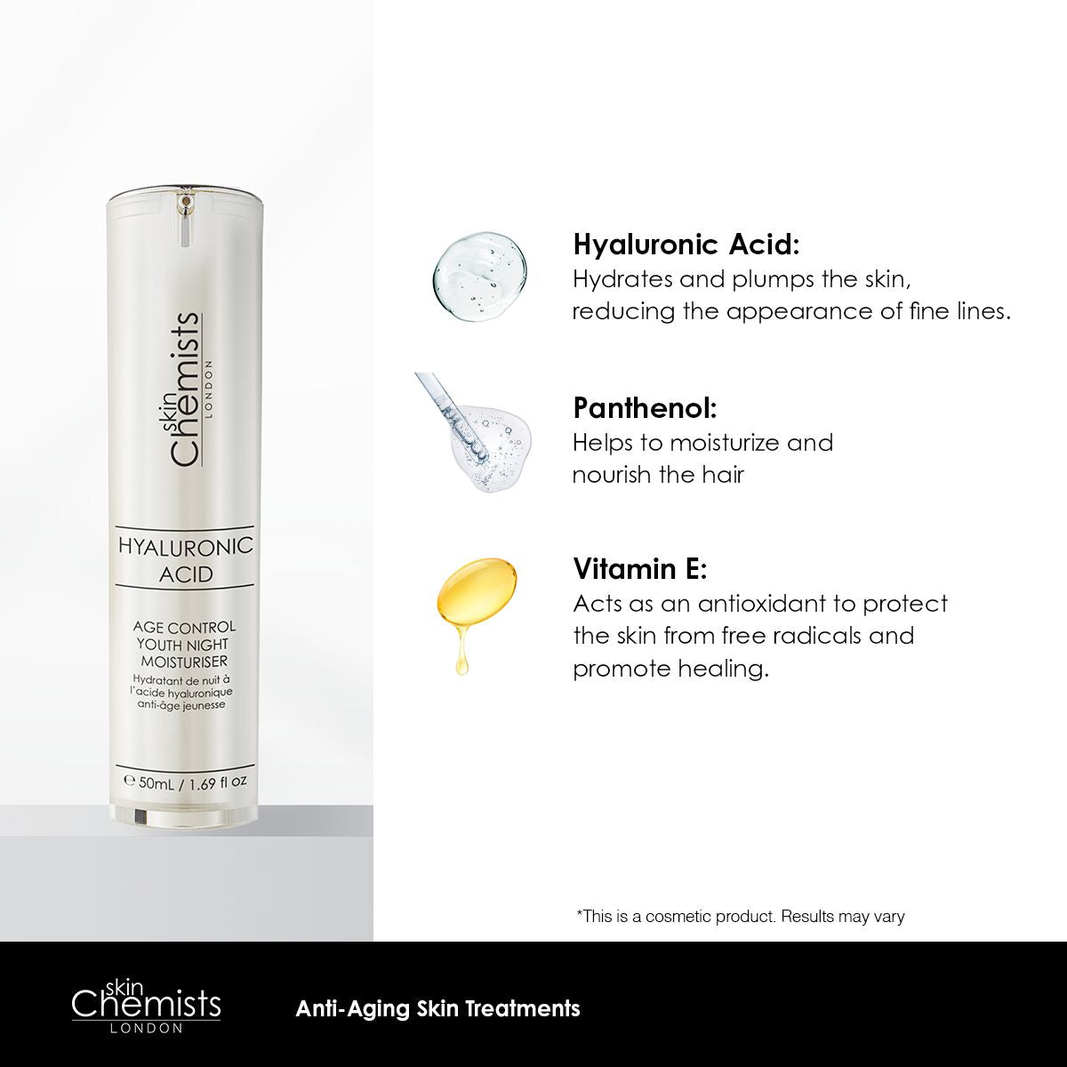 Hyaluronic Acid Age Control Youth Night Moisturiser 50ml Twin Value Savings Pack