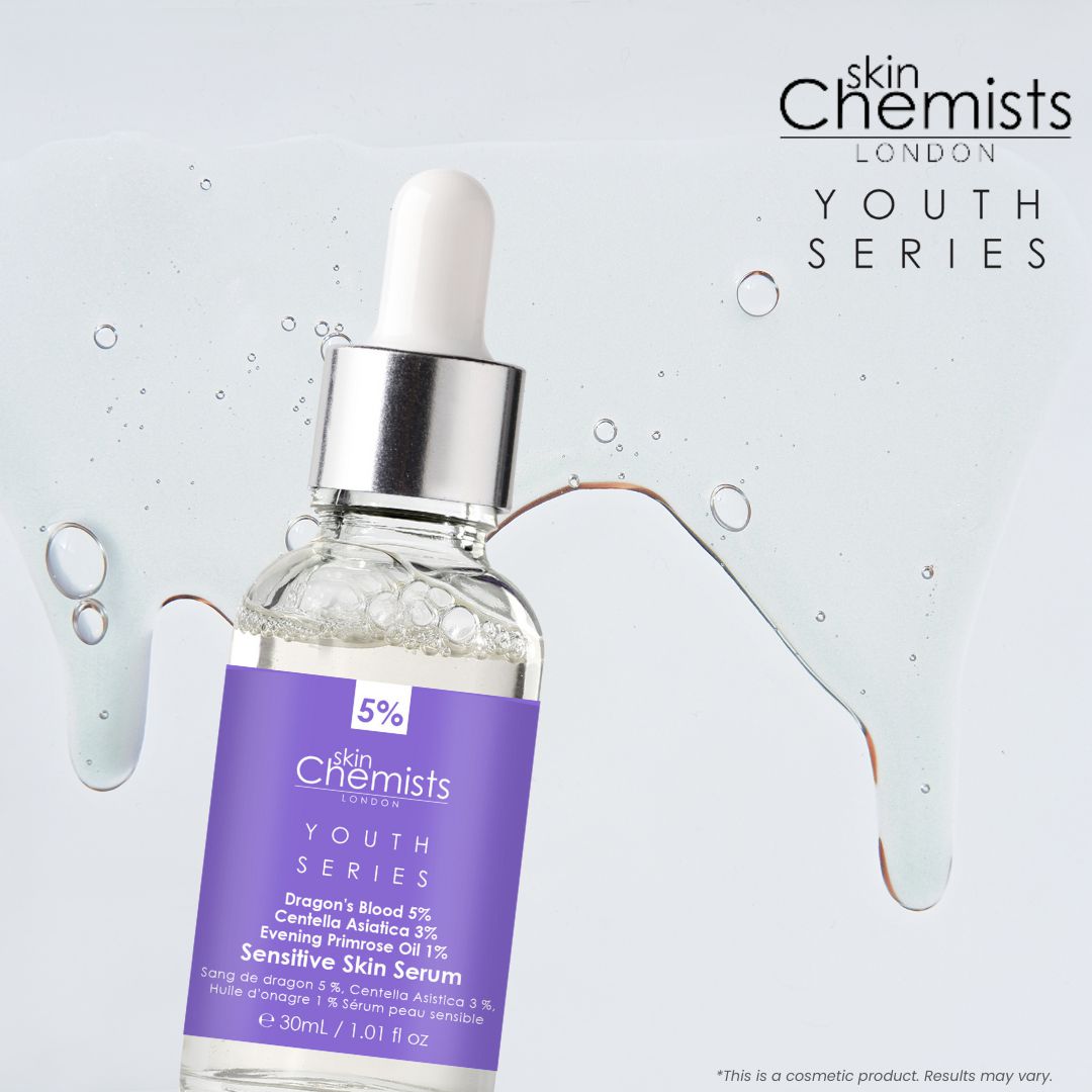 HSC027 skinChemists Youth Series Sensitive Skin Serum Dragon's Blood 5%, Centella Asiatica 3%, Evening Primrose Oil 1% 30ml