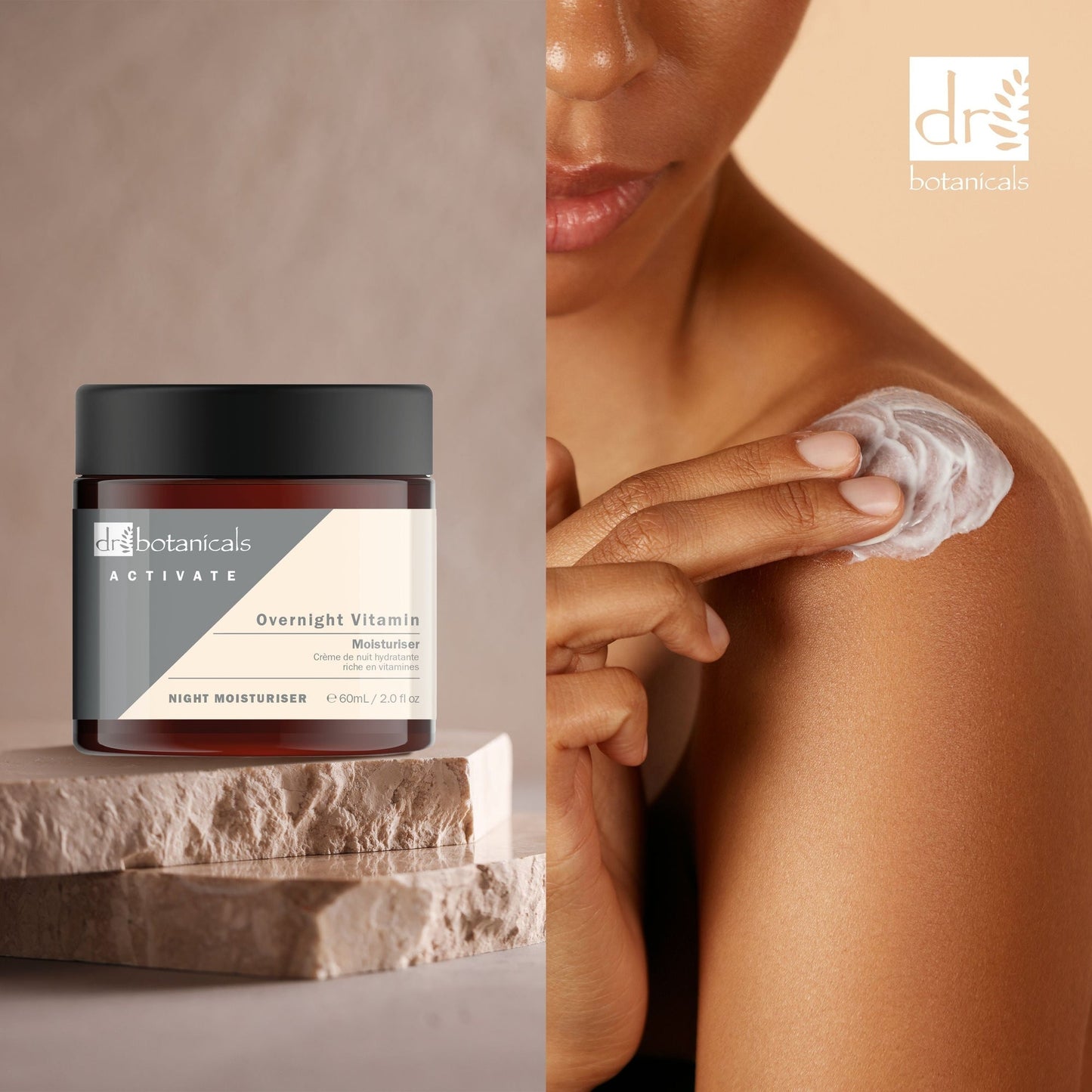 PO2DB437 Dr Botanicals Activate Overnight Vitamin Moisturiser 60ml Twin Value Savings Pack