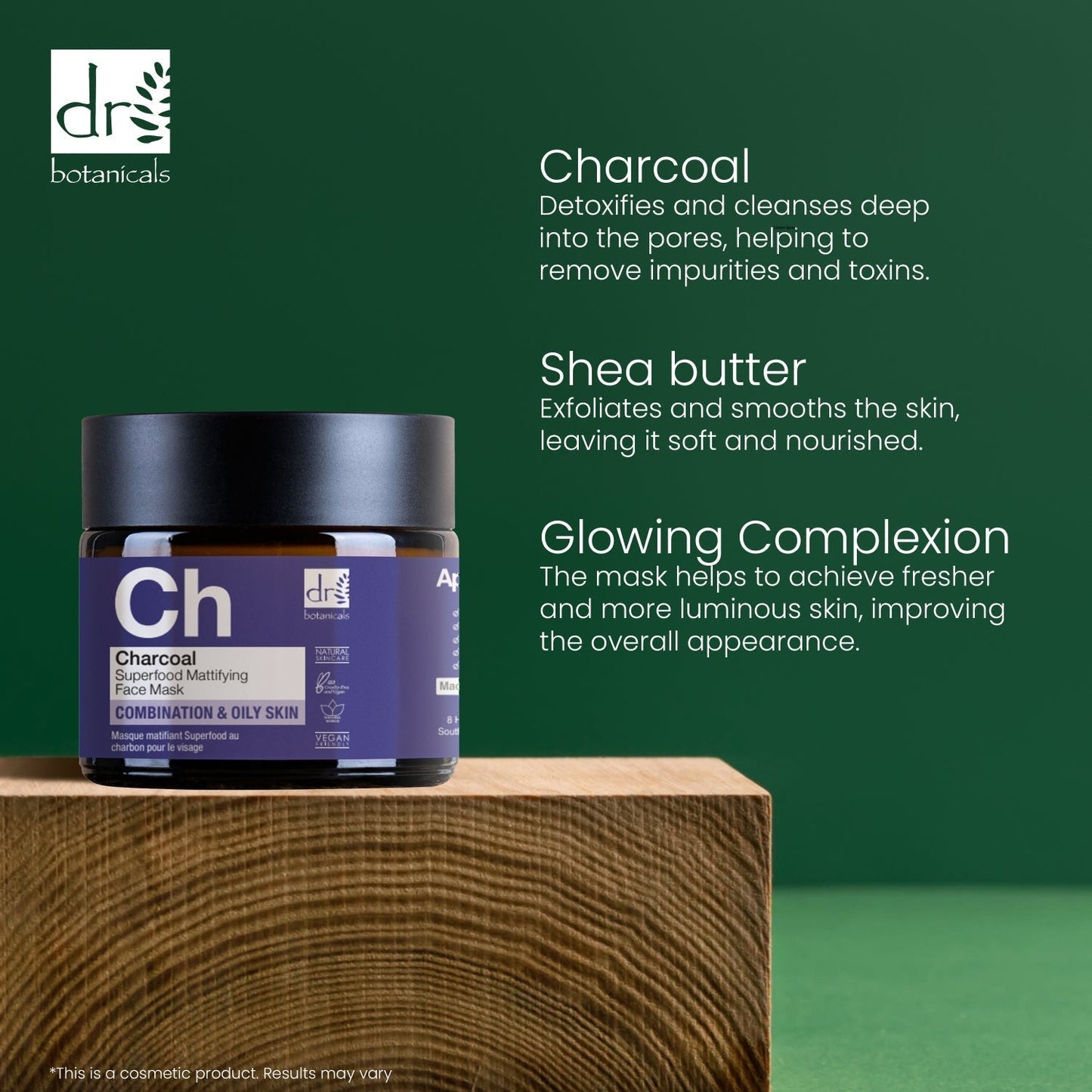 RDB089 Dr Botanicals Charcoal Superfood Mattifying Face Mask 60ml