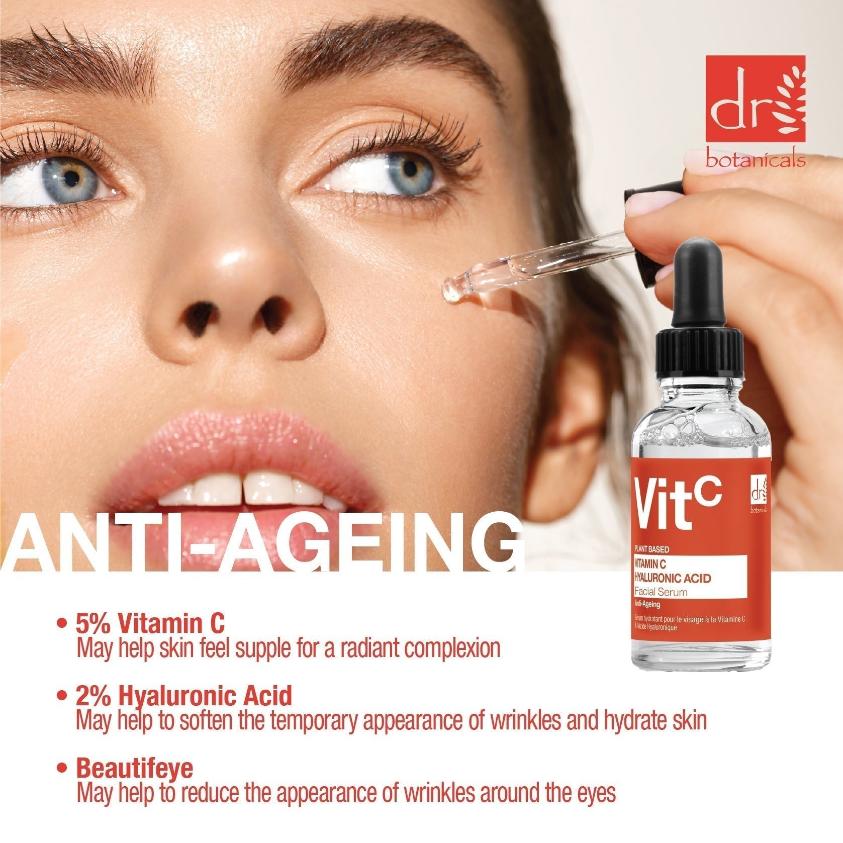 RDB524 Dr Botanicals Vitamin C 5% & Hyaluronic Acid 2% Hydrating Facial Serum 30ml