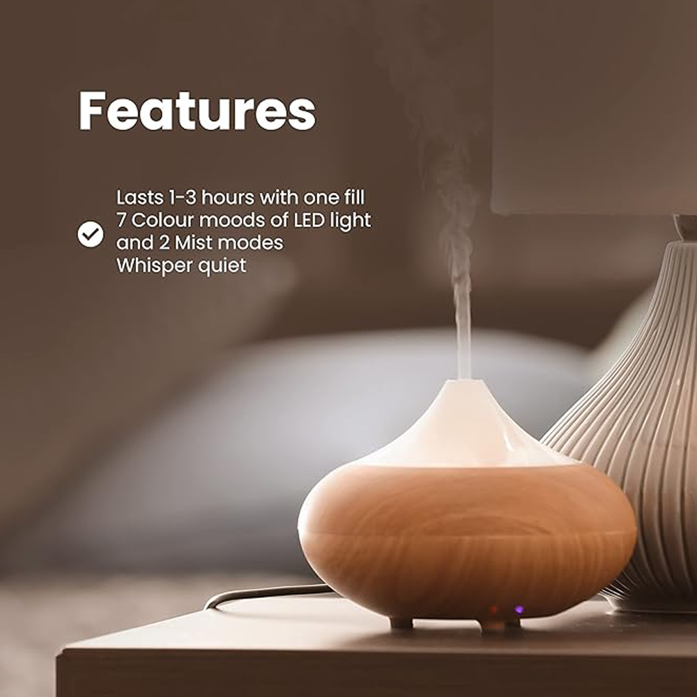 Natural & Calming Wooden Aroma Digital Diffuser Clear Top