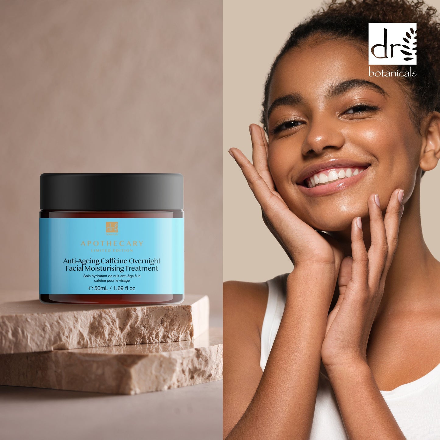 Dr Botanicals Anti-Aging Caffeine Overnight Facial Moisturising Treatment 50ml