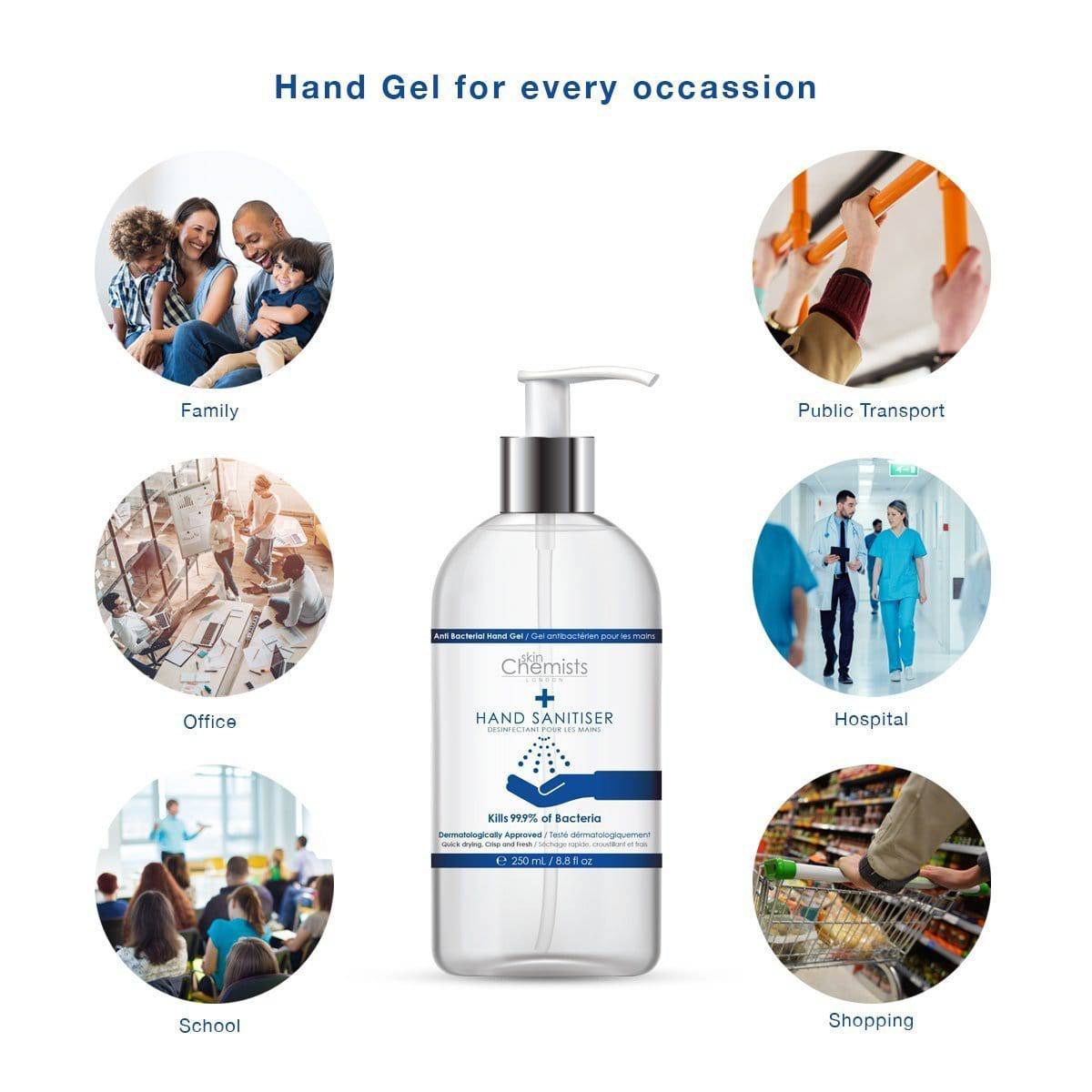 Hand Sanitiser 99.9% Anti-Bacterial 250ml - skinChemists