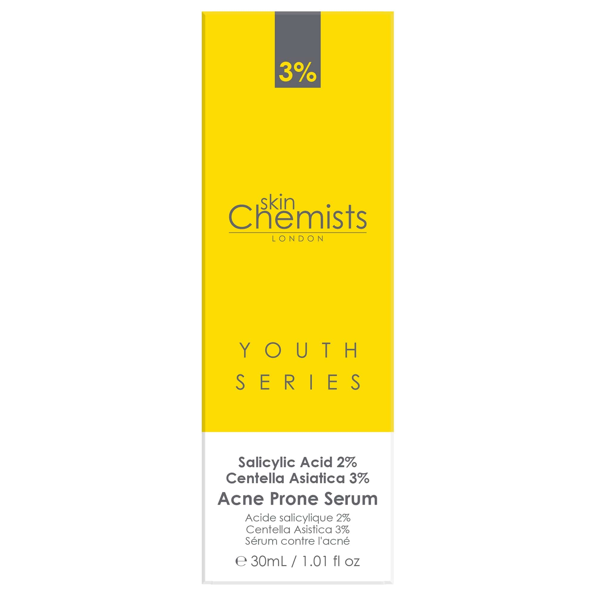 Youth Series Acne Prone Serum 30ml Salicylic Acid 2%, Centella Asistica 3% - skinChemists