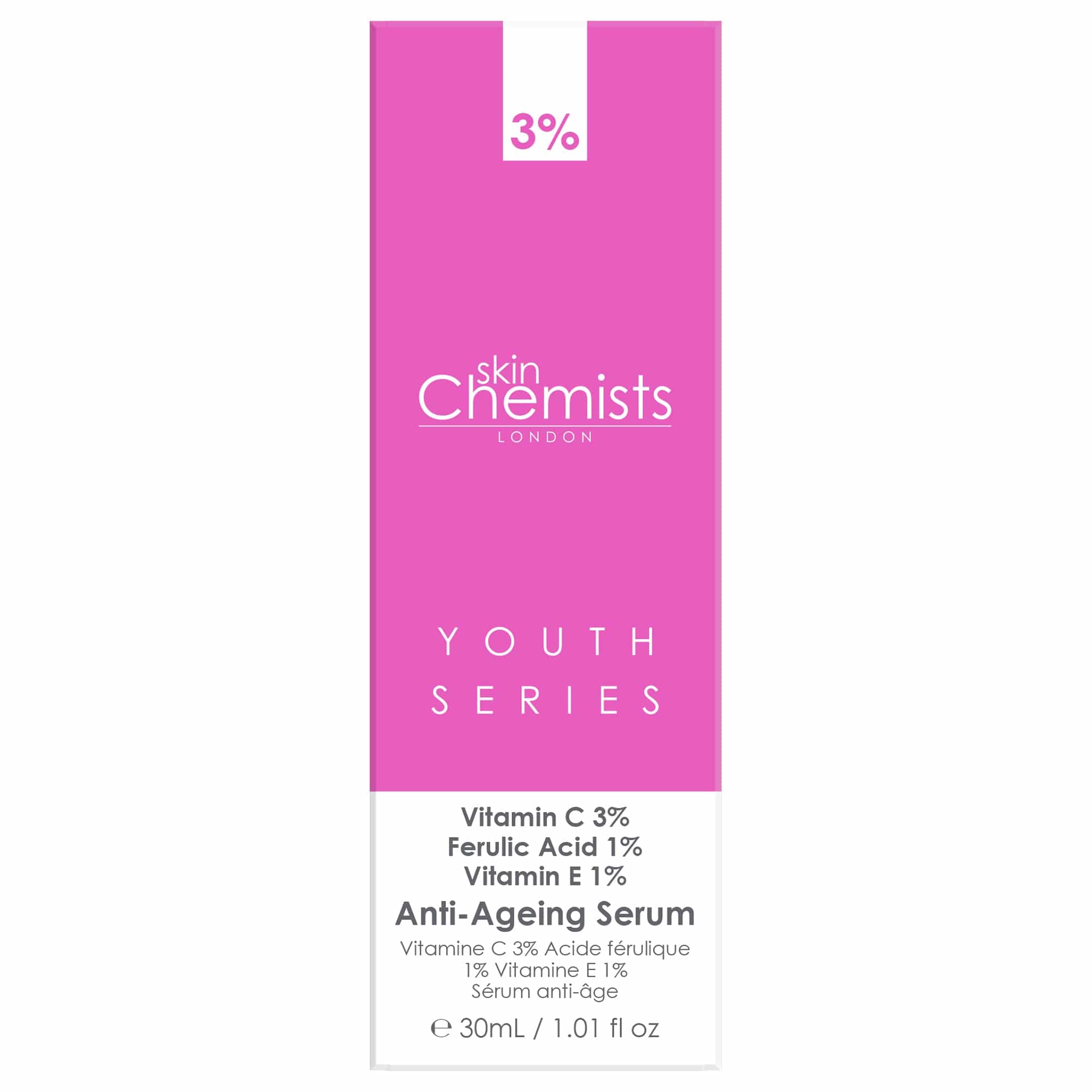 Youth Series Anti-Ageing Serum 30ml Vitamin C 3%, Ferulic Acid 1%, Vitamin E 1% - skinChemists