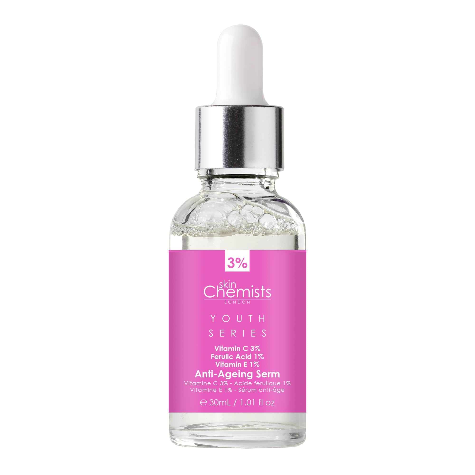 Youth Series Anti-Ageing Serum 30ml Vitamin C 3%, Ferulic Acid 1%, Vitamin E 1% - skinChemists