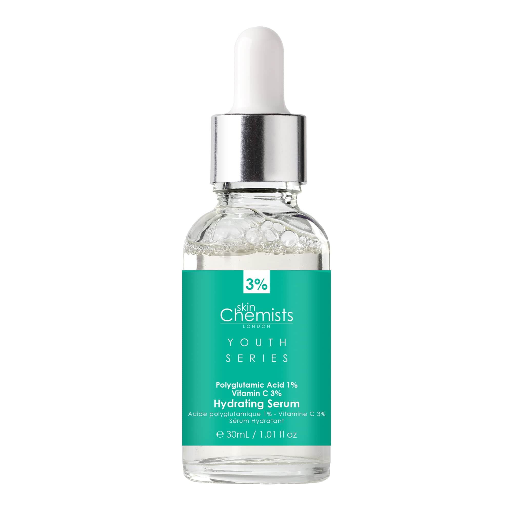 Youth Series Hydrating Serum 30ml Polyglutamic Acid 1%, Vitamin C 3% - skinChemists