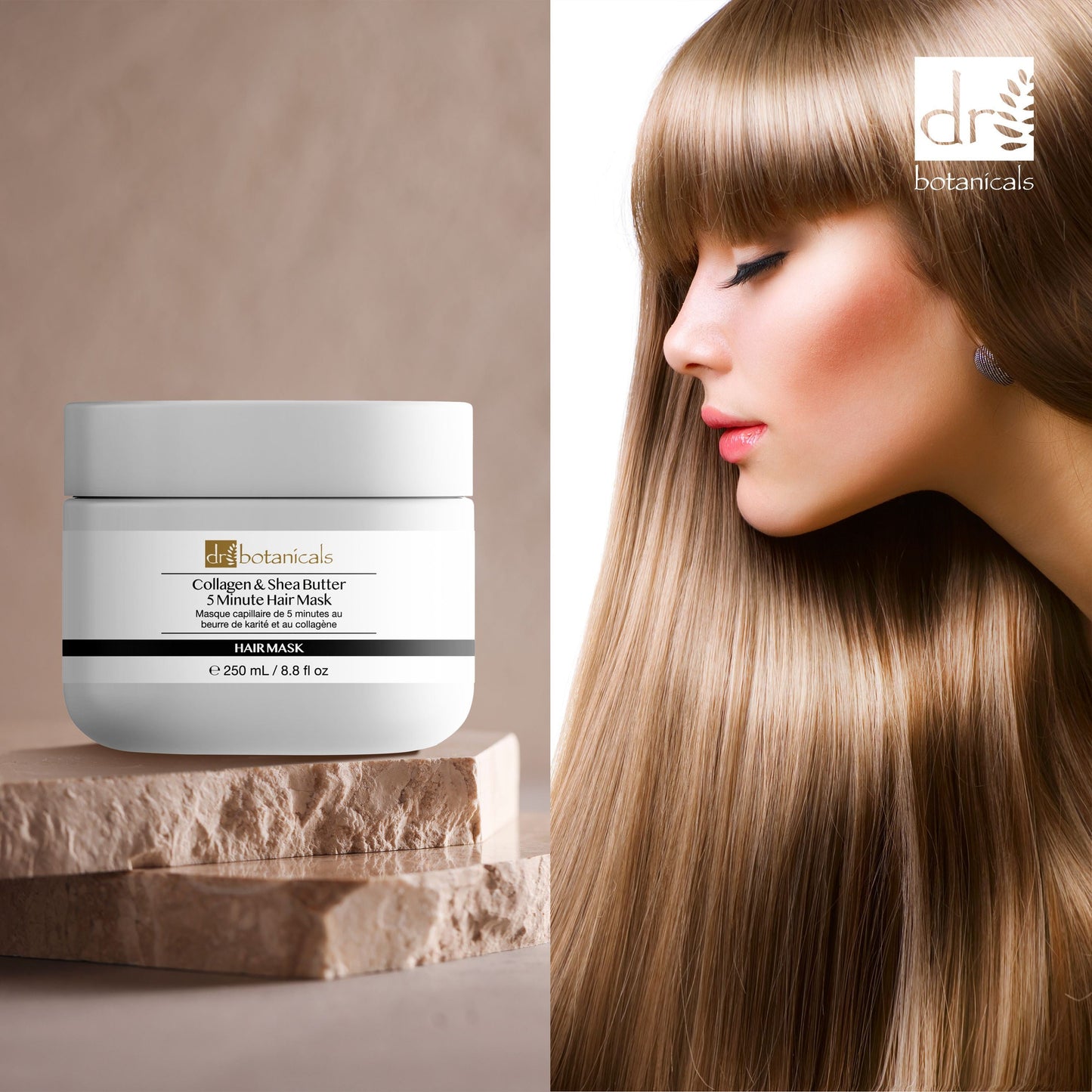 Dr Botanicals Collagen & Shea Butter 5 Minute Hair Mask 250ml Twin Value Savings Pack - skinChemists