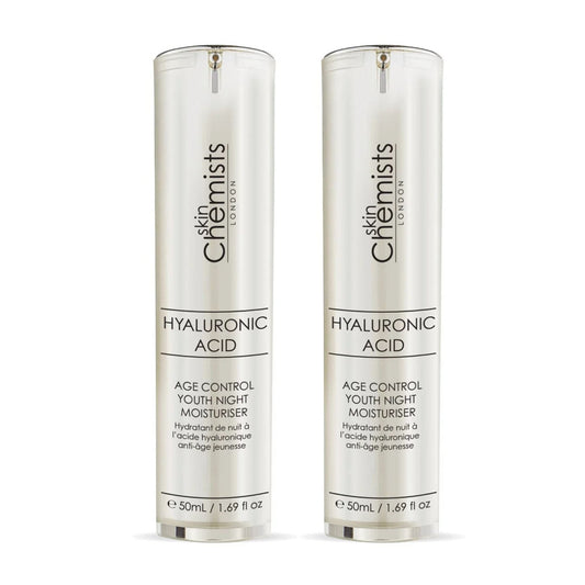 skinChemists Hyaluronic Acid Age Control Youth Night Moisturiser 50ml Twin Value Savings Pack