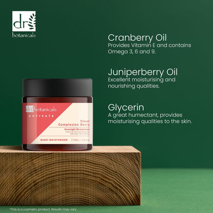Dr Botanicals Activate Clear Complexion Berry Overnight Moisturiser 60ml Twin Value Savings Pack - skinChemists