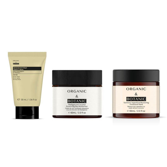 Advanced Anti Fatigue Vitamin C Serum + Turmeric Superfood Restoring Treatment Mask + OB Madagascan Coconut Day