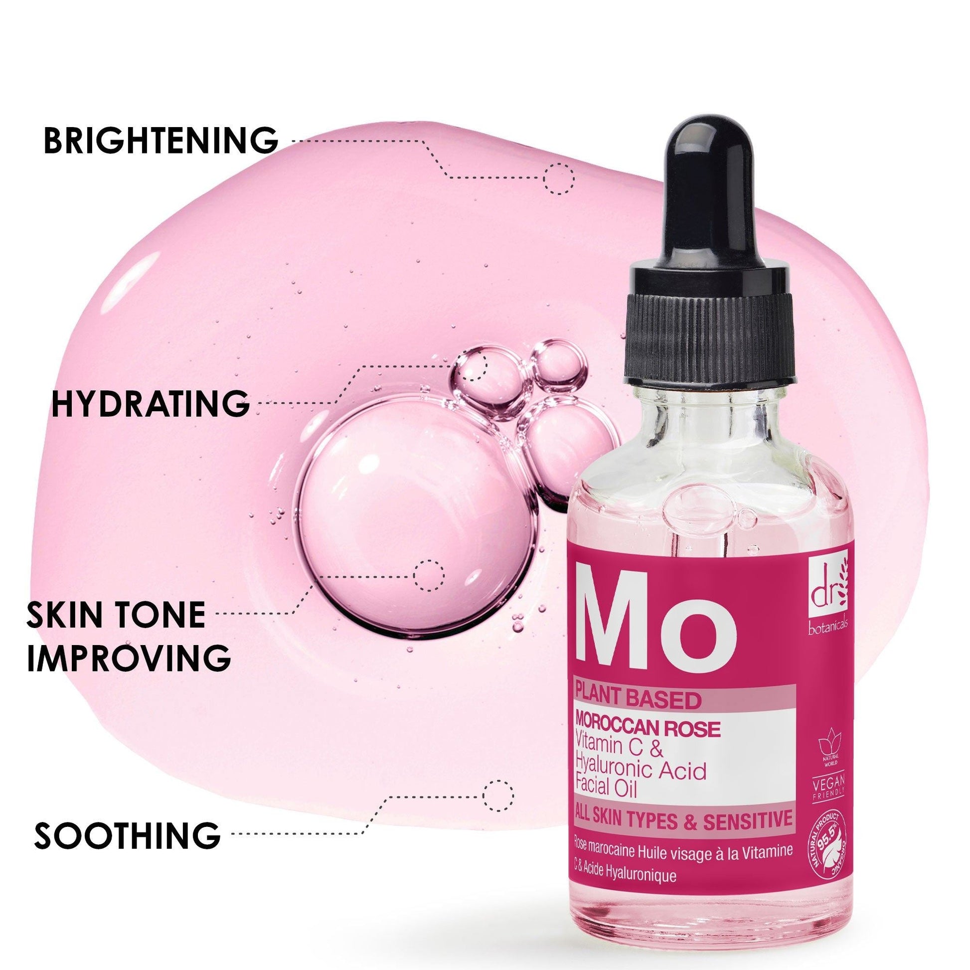 Moroccan Rose Facial Oil with Hyaluronic Acid & Vitamin C 15ml + 30ml - skinChemists