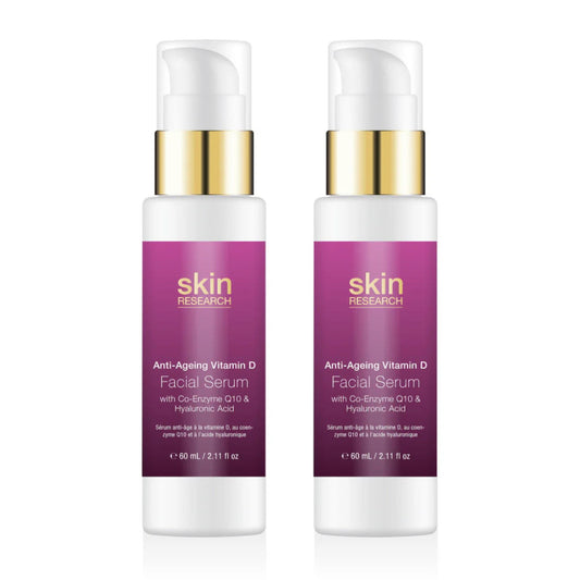 Skin Research Anti-Ageing Vitamin D with Co-Enzyme Q10 & Hyaluronic Acid Serum 60ml Twin Value Savings Pack