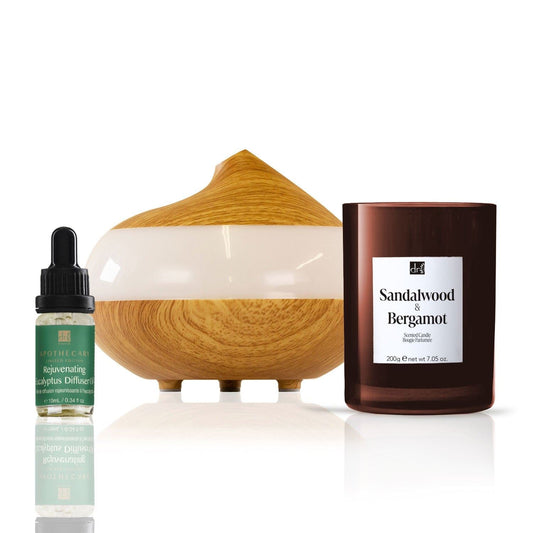 Dr Botanicals Christmas Relaxtion Eucalyptus Diffuser Kit with Sandalwood & Bergamot Candle - skinChemists