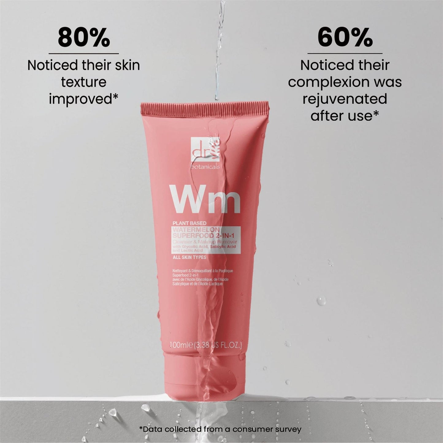 Watermelon Superfood 2-in-1 Cleanser & Makeup Remover 100ml with Glycolic Acid, Salicylic Acid and Lactic Acid - skinChemists