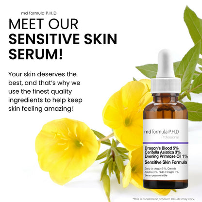 Sensitive Skin Serum Dragon's Blood 5%, Centella Asistica 3%, Evening Primrose Oil 1% 30ml - skinChemists