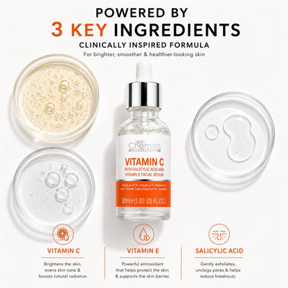 skinChemists Anti-Aging Vitamin C, Salicylic Acid Vitamin C Facial Serum 30ml - skinChemists