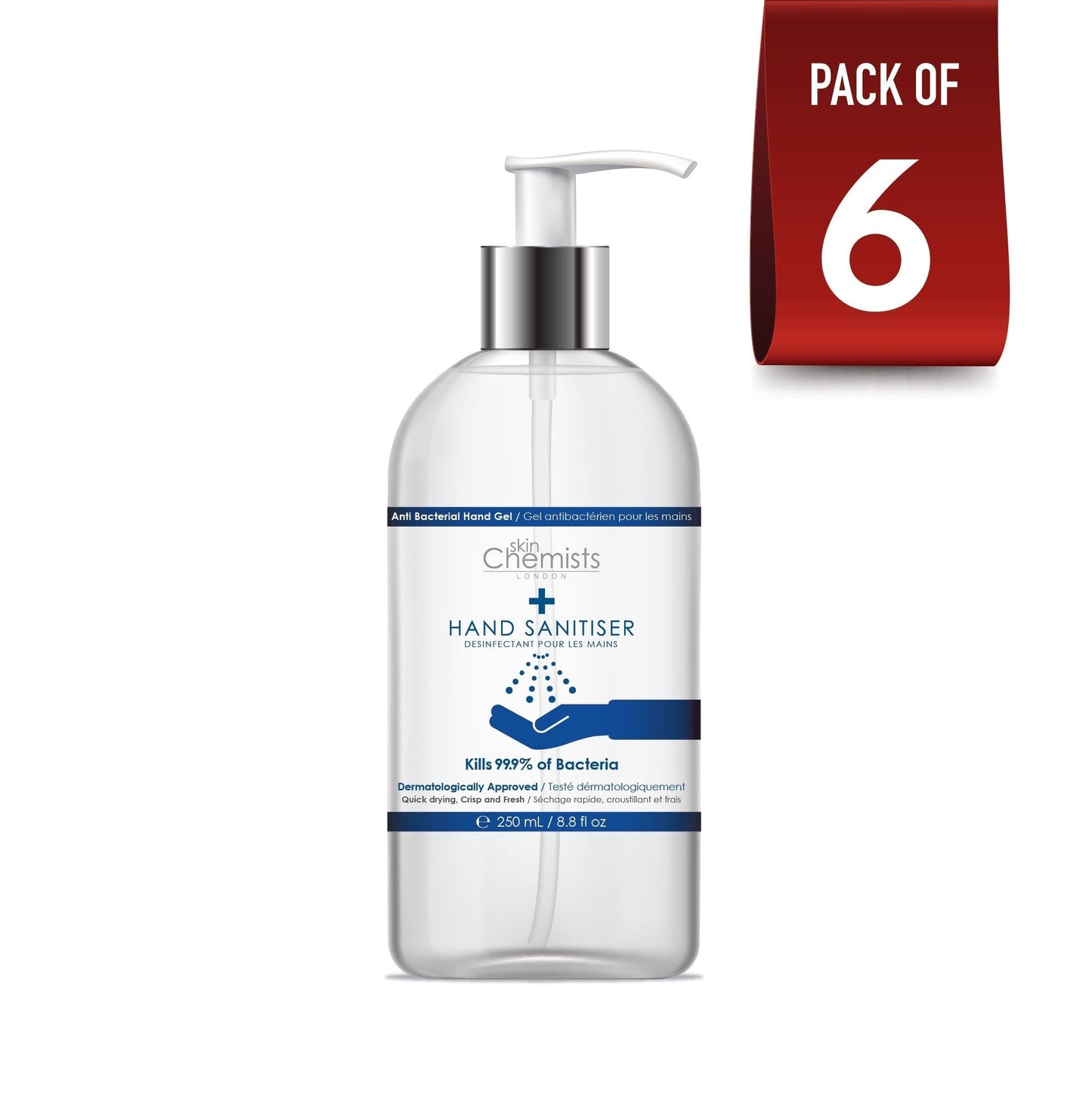 skinChemists Hand Sanitiser 250ml Pack Of 6 - skinChemists