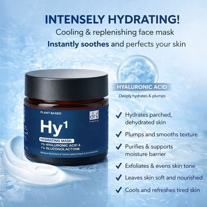 Dr Botanicals Hydrating Face Mask | 1% Hyaluronic Acid & 1% Gluconolactone (PHA) | Hydrates & Brightens