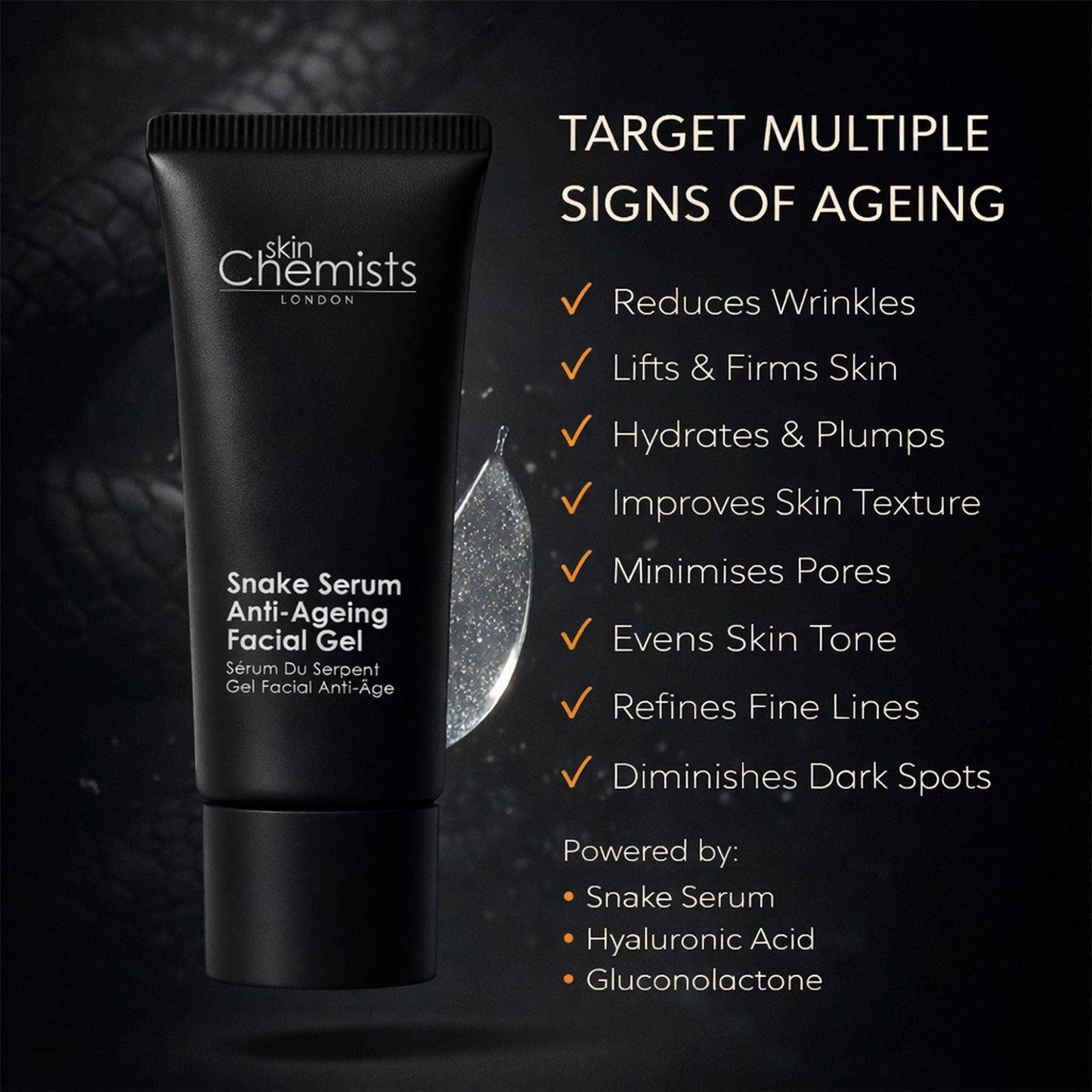 skinChemists Snake Serum Anti-Ageing Facial Gel 30ml Duo Set