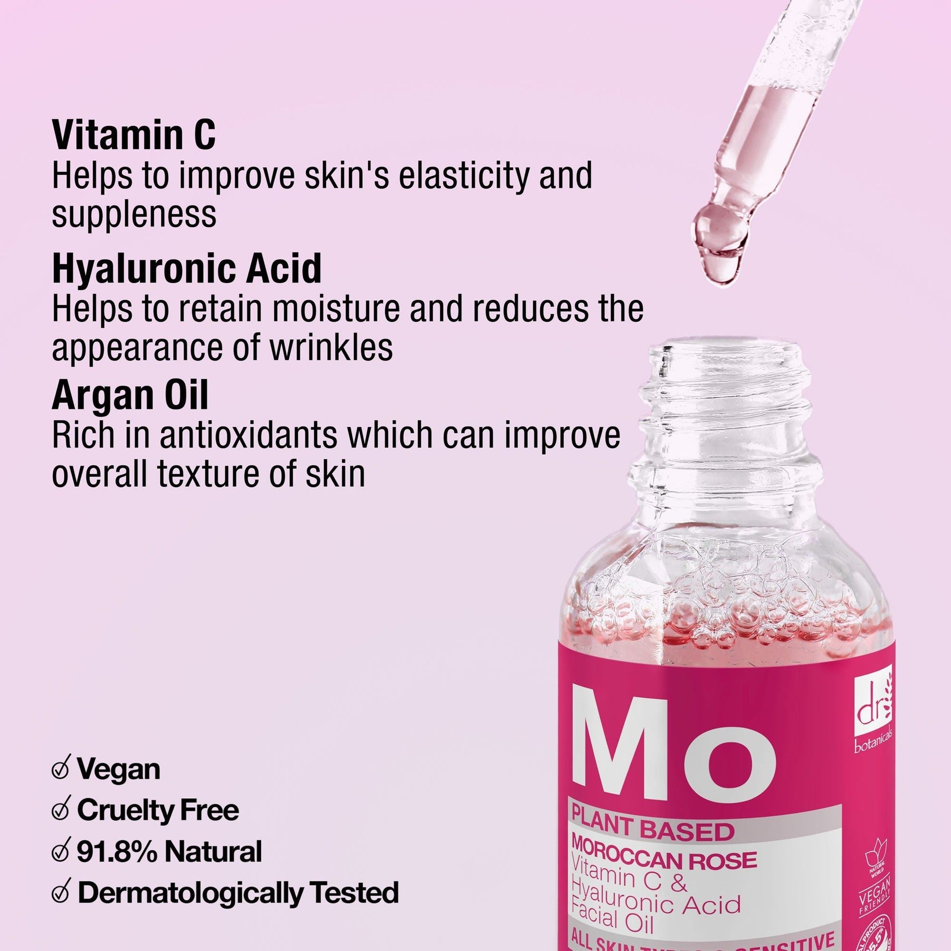 Moroccan Rose Facial Oil with Hyaluronic Acid & Vitamin C 15ml + 30ml - skinChemists