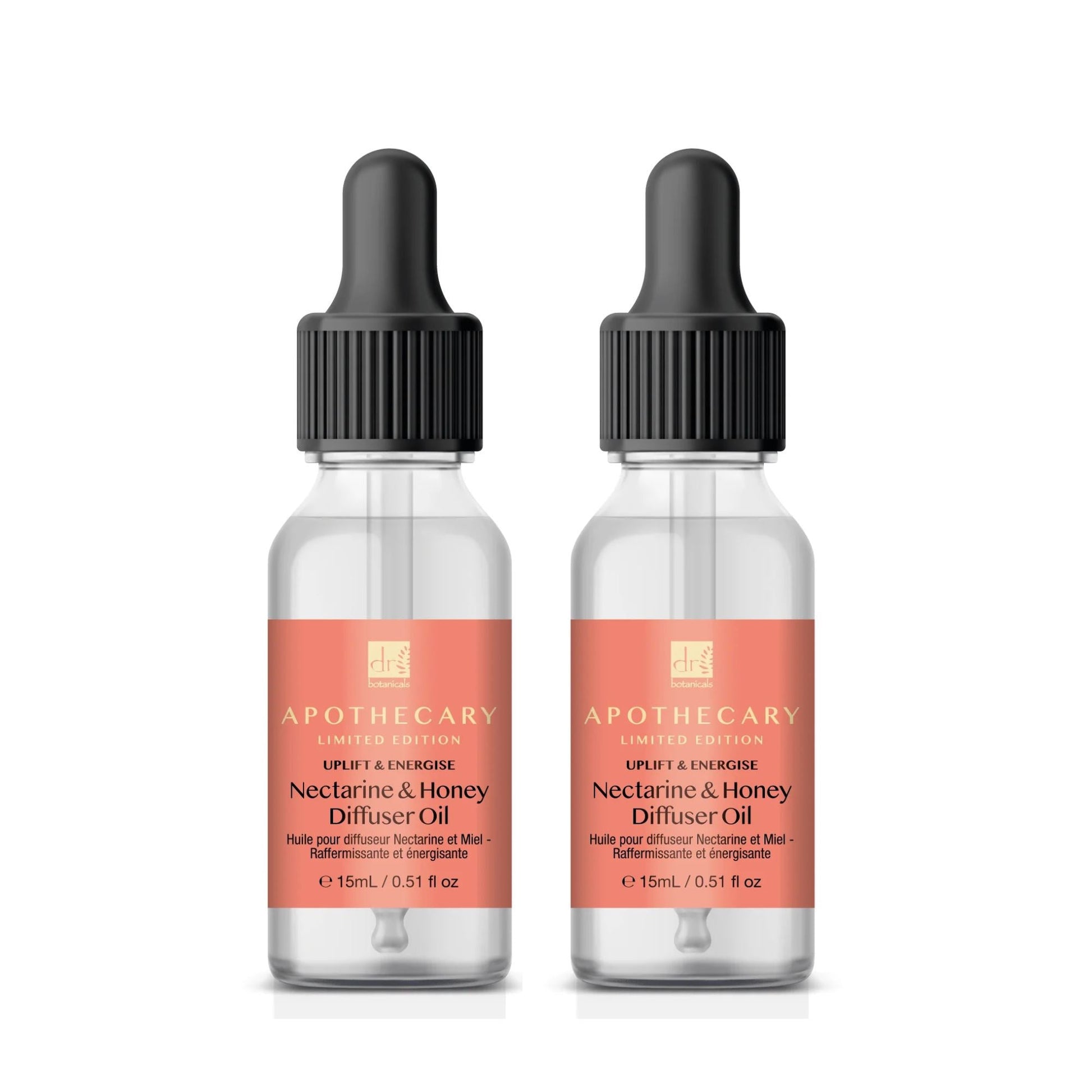 Dr Botanicals Uplift & Energise Nectarine & Honey Diffuser Oil 15ml Twin Value Savings Pack - skinChemists