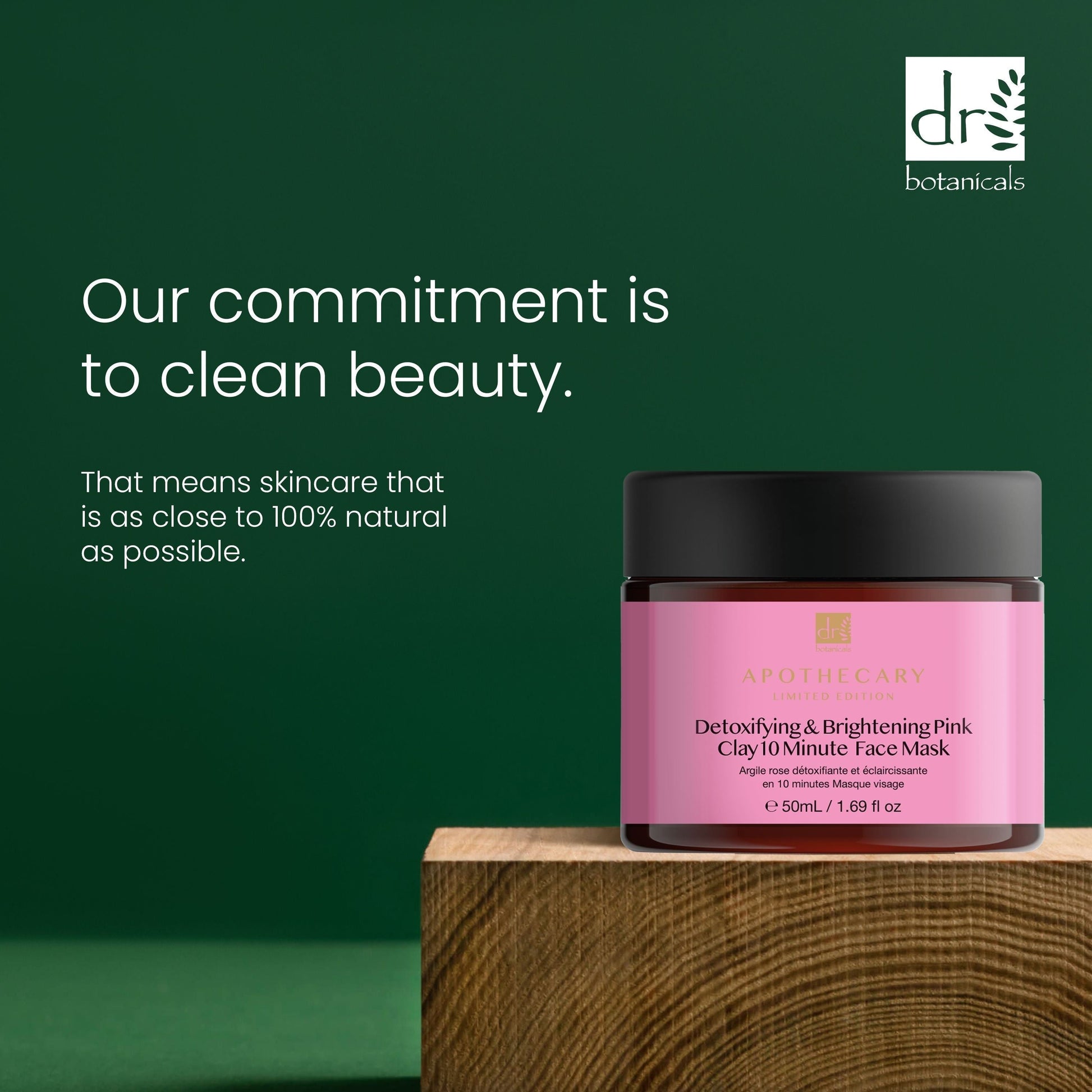 Dr Botanicals Detoxifying & Brightening Pink Clay 10 Minute Face Mask 50ml Twin Value Savings Pack - skinChemists