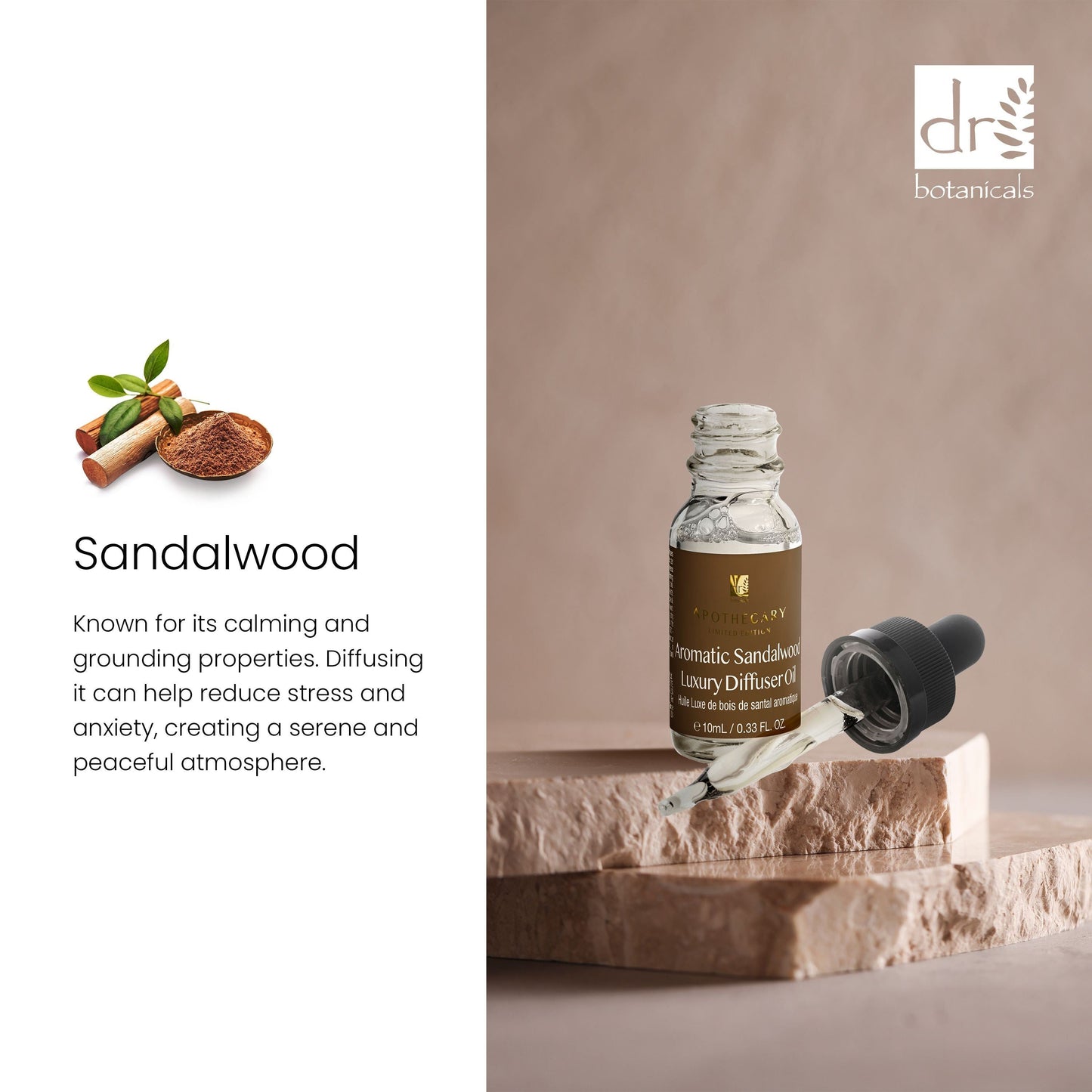 Dr Botanicals Aromatic Sandalwood Luxury Diffuser Oil 10ml Twin Value Savings Pack - skinChemists
