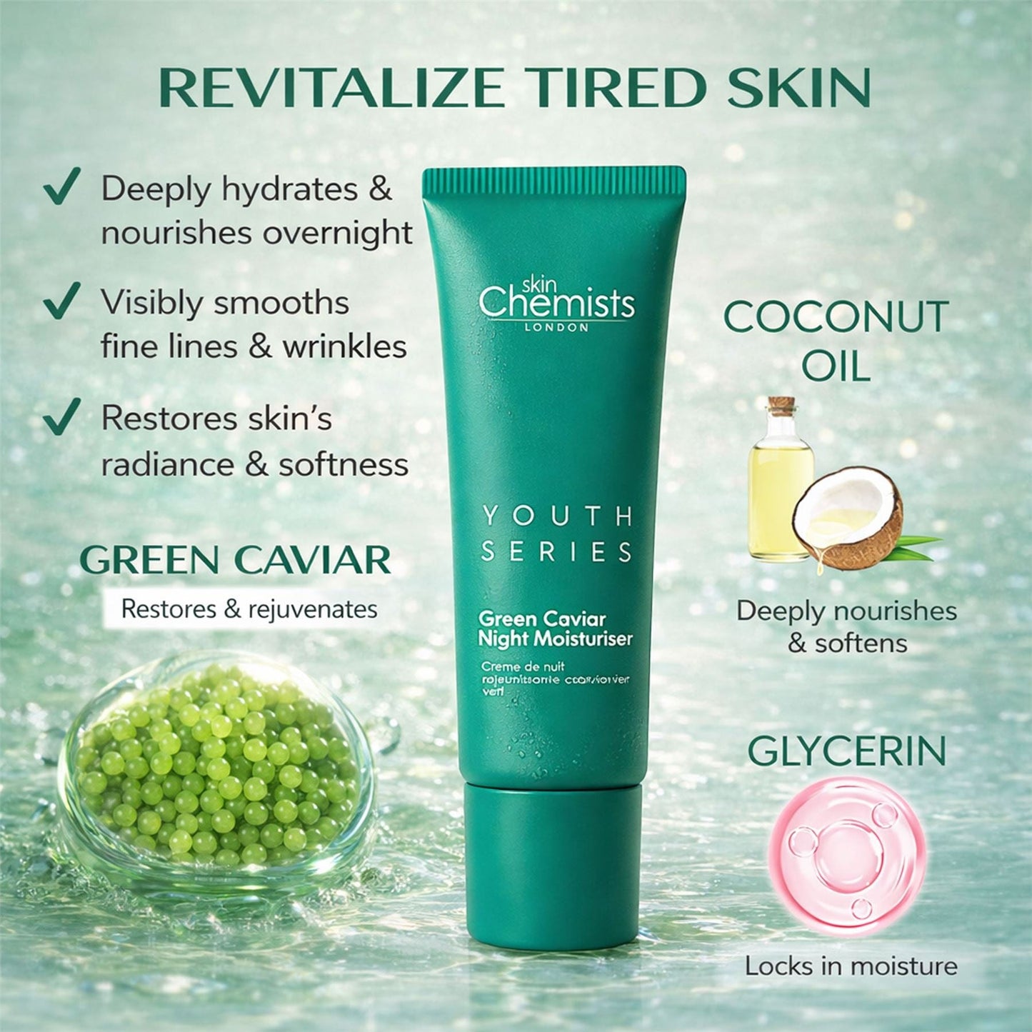 Youth Series Green Caviar Night Moisturiser 50ml Duo Set