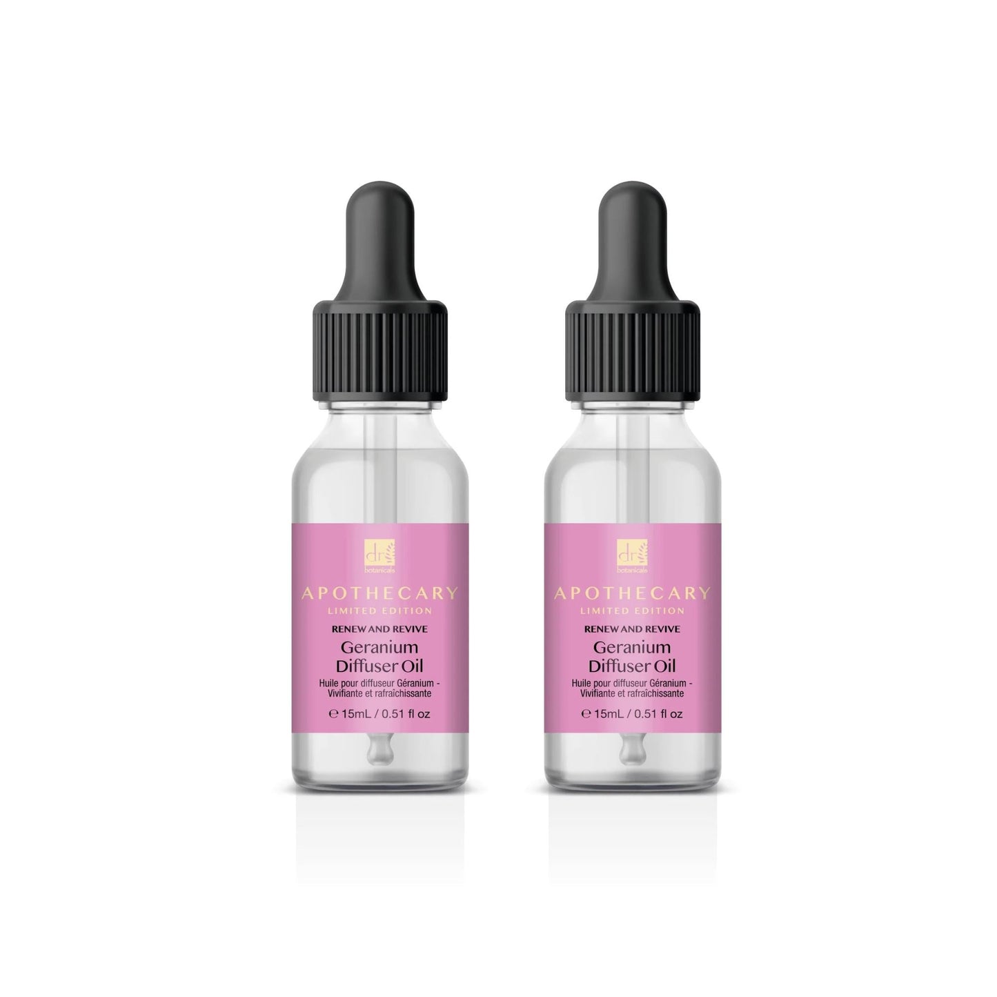 Dr Botanicals Renew & Revive Geranium Diffuser Oil 15ml Twin Value Savings Pack - skinChemists