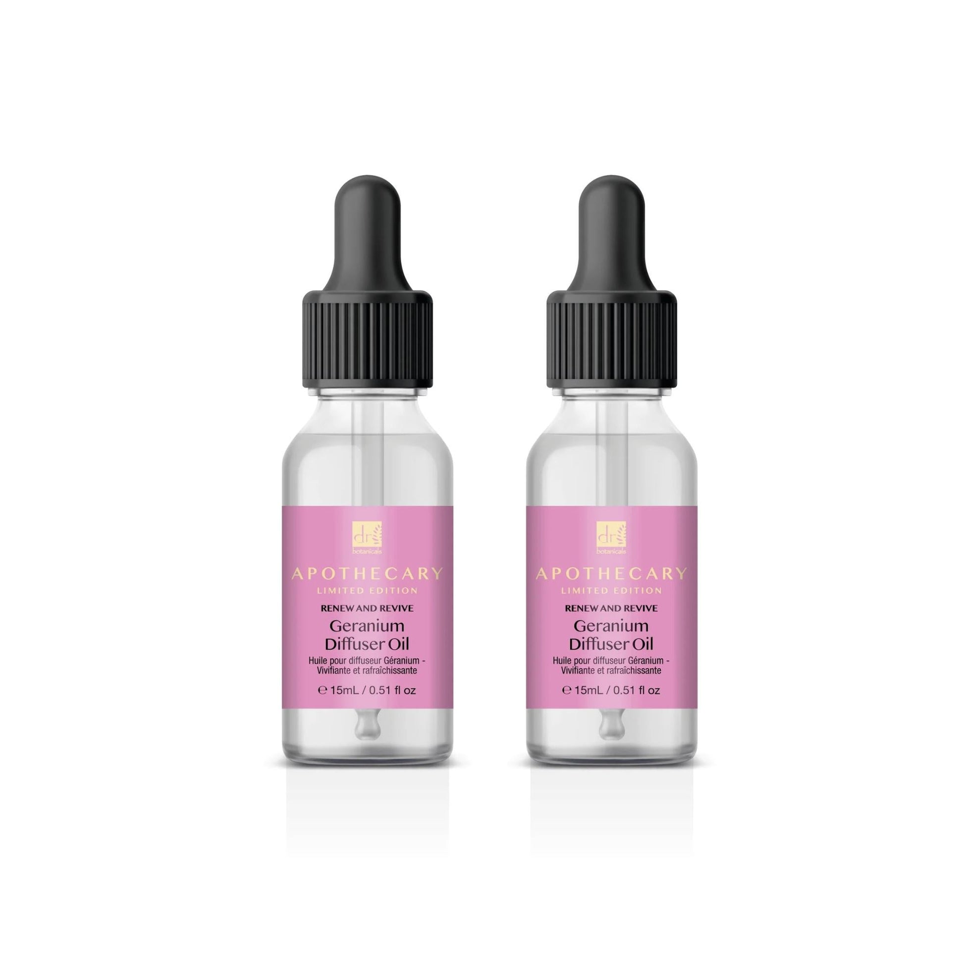 Dr Botanicals Renew & Revive Geranium Diffuser Oil 15ml Twin Value Savings Pack - skinChemists