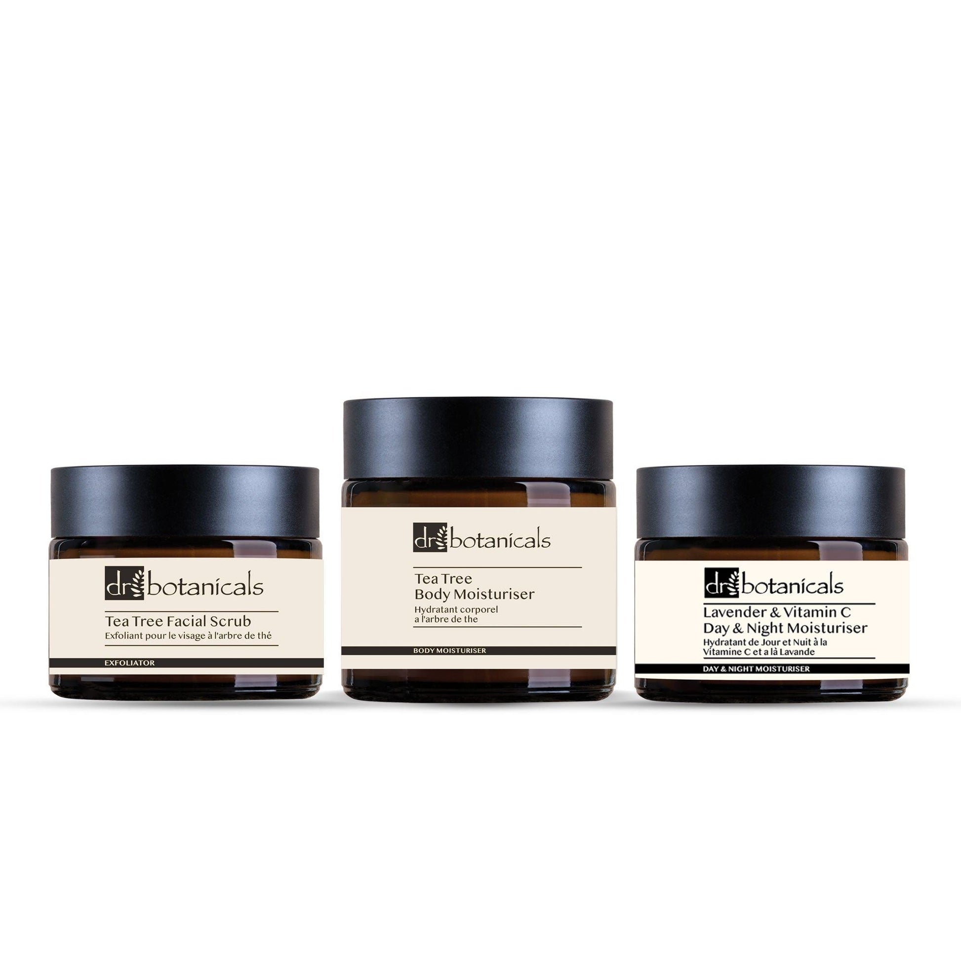Tea Tree Facial Scrub Lavender & Vitamin C Day & Night Moisturiser Tea Tree Body Moisturiser - skinChemists