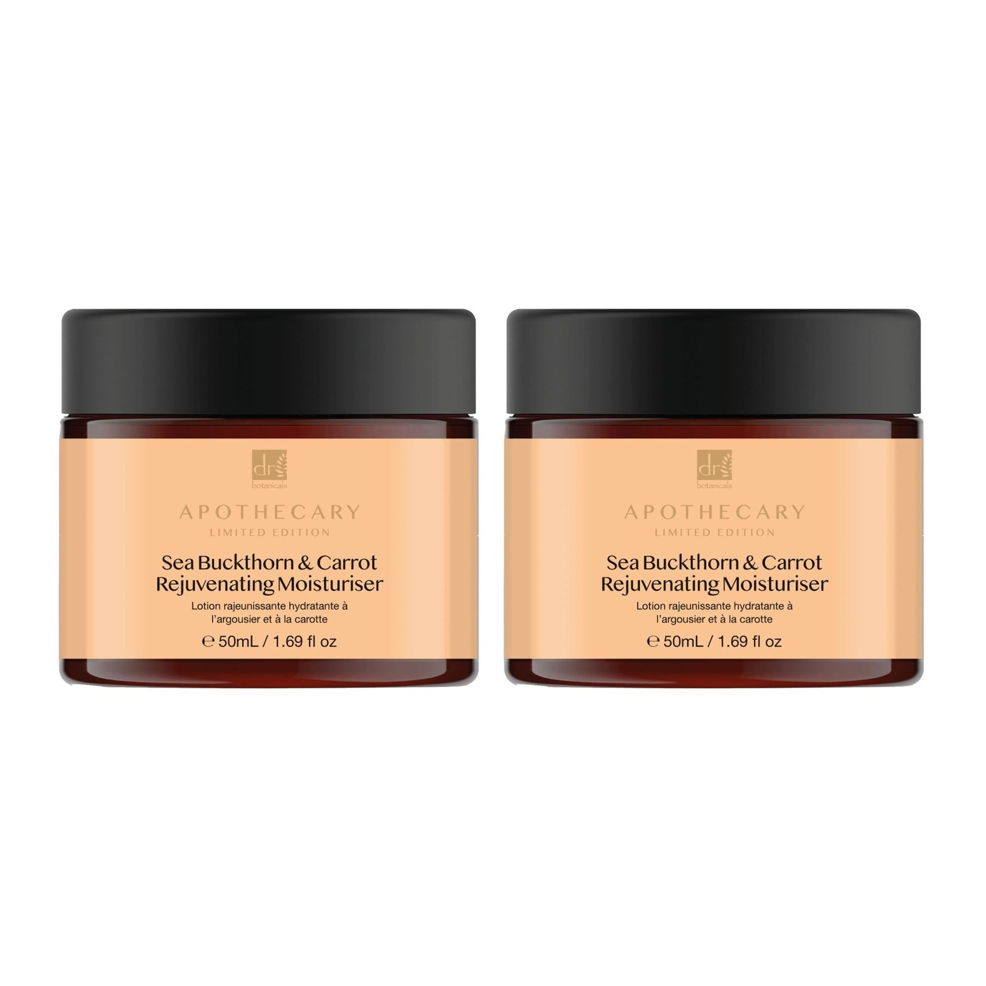 Dr Botanicals Sea Buckthorn & Carrot Rejuvenating Moisturiser 50ml Twin Value Savings Pack - skinChemists