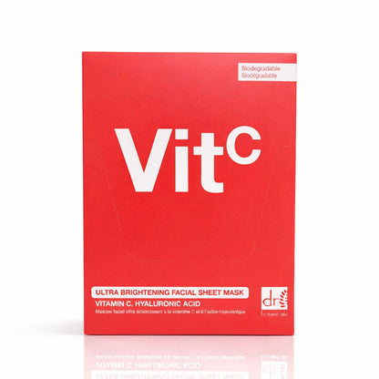 Dr Botanicals Ultra Brightening Facial Mask with Vitamin C and Hyaluronic Acid Pack of 10