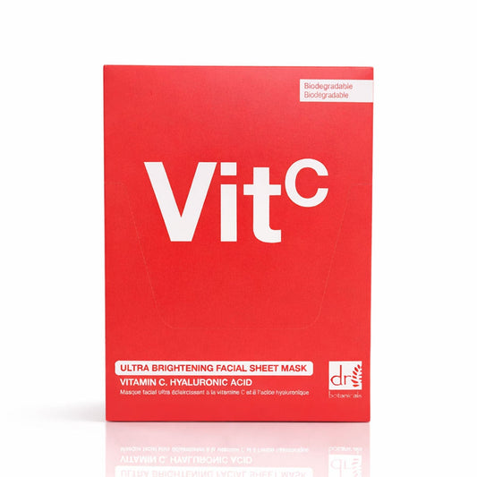 Dr Botanicals Ultra Brightening Facial Mask with Vitamin C and Hyaluronic Acid Pack of 10