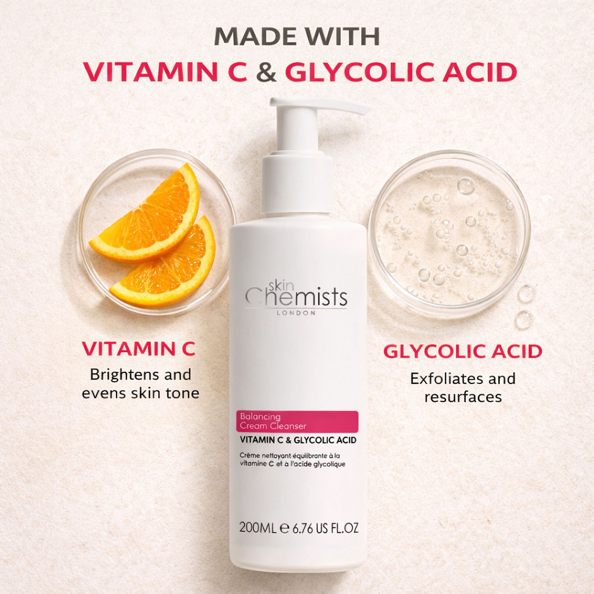 Balancing Vitamin C & Glycolic Acid Cream Cleanser 200ml - skinChemists