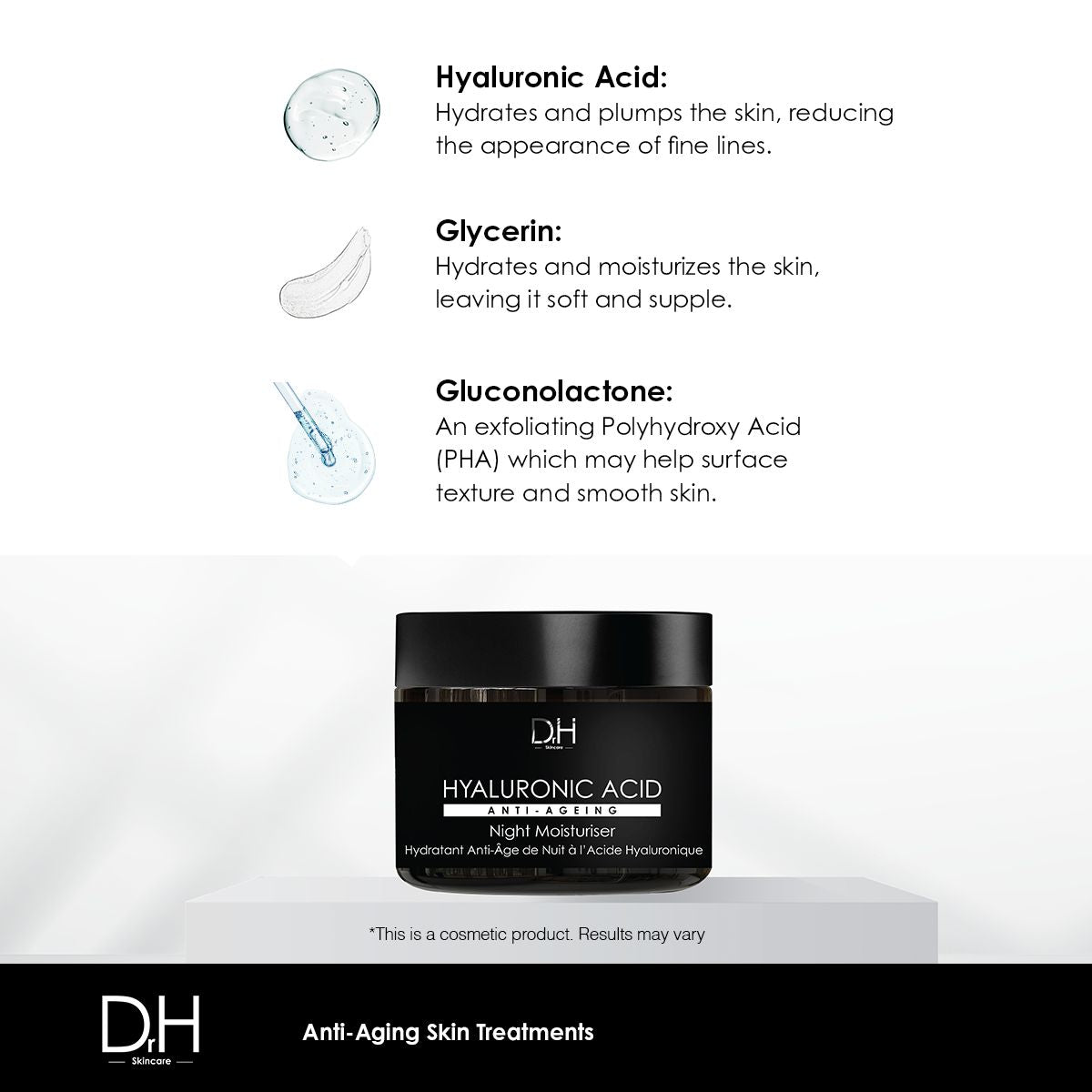 Hyaluronic Acid Anti-Ageing Night Moisturiser 60ml x 2 Duo Pack
