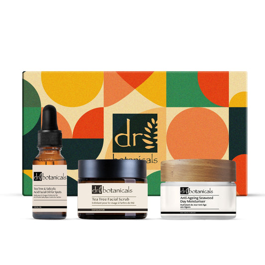 Anti-Ageing Tea Tree Facial Scrub + Facial Oil For Spots & Seaweed Face Moisturiser
