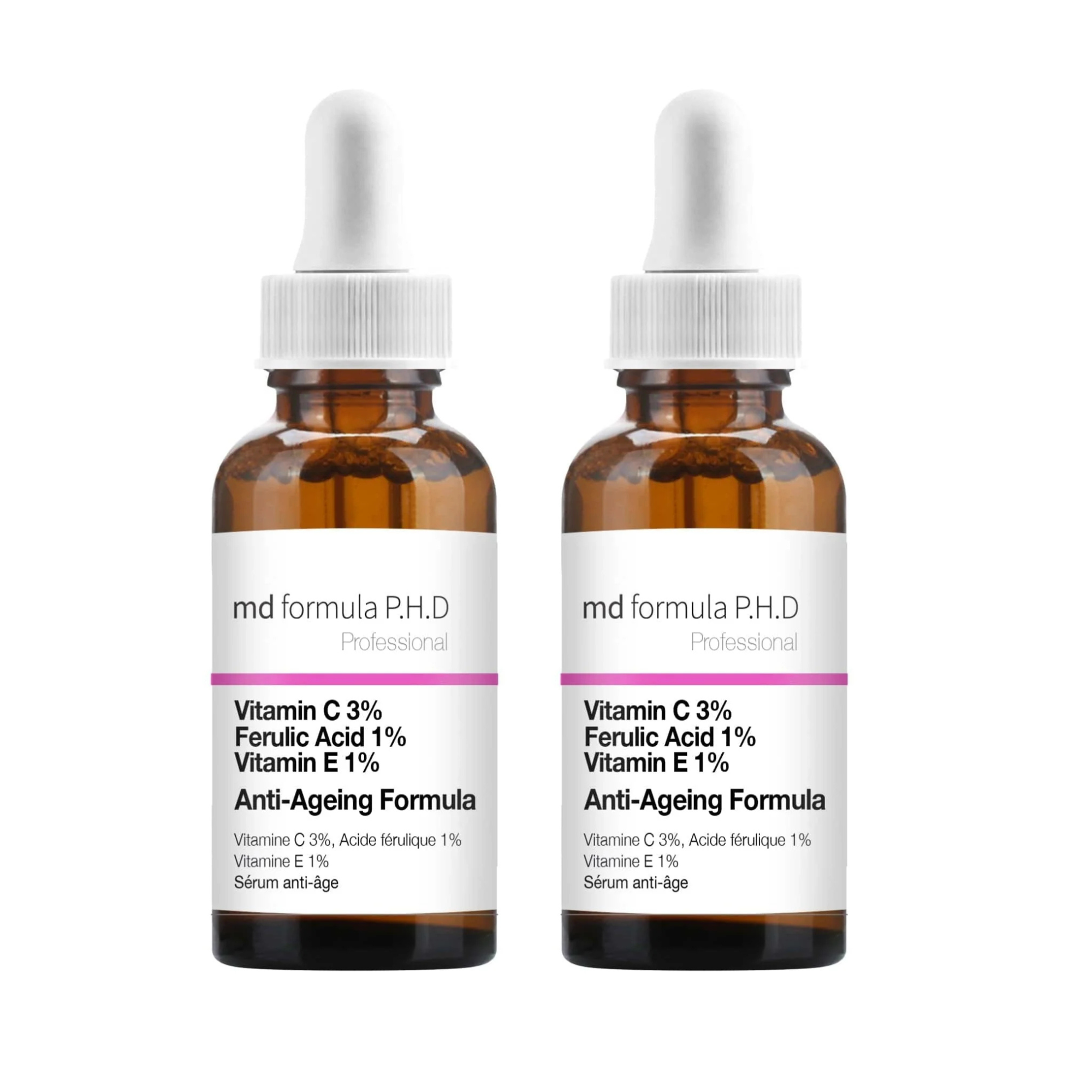 MD Formula Anti-Ageing Serum Vitamin C 3%, Ferulic Acid 1%, Vitamin E 1% 30ml Twin Value Savings Pack - skinChemists