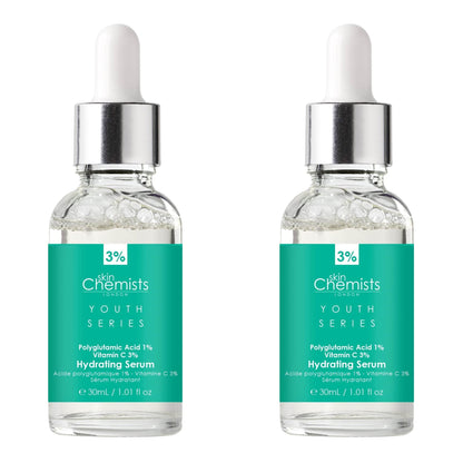 Youth Series Hydrating Serum Polyglutamic Acid 1%, Vitamin C 3% 30ml x 2 Duo Pack