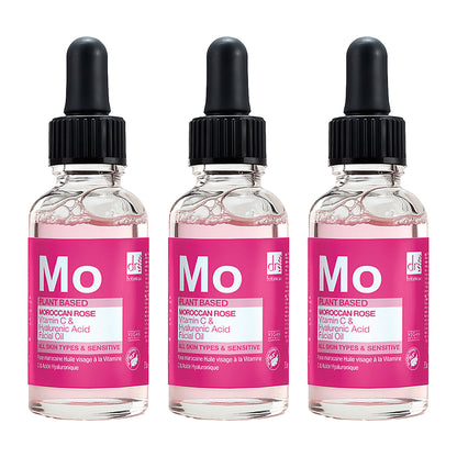 Moroccan Rose Facial Oil with Hyaluronic Acid & Vitamin C 30ml | 3-Pack