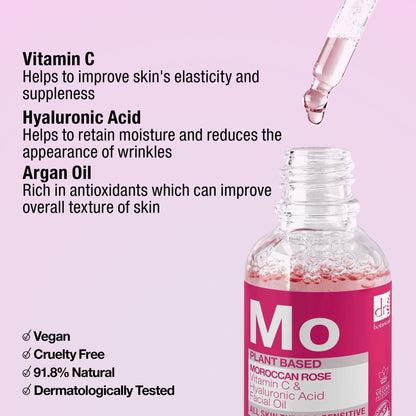 Moroccan Rose Facial Oil with Hyaluronic Acid & Vitamin C 30ml