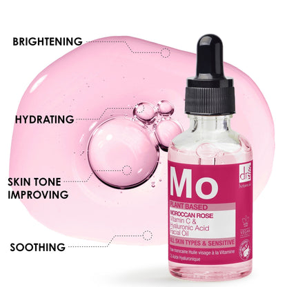 Anti-Ageing Moroccan Rose Facial Oil with Hyaluronic Acid & Vitamin C 15ml & 30ml
