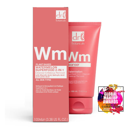 Watermelon Superfood 2-in-1 Cleanser & Makeup Remover 100ml with Glycolic Acid, Salicylic Acid and Lactic Acid - skinChemists