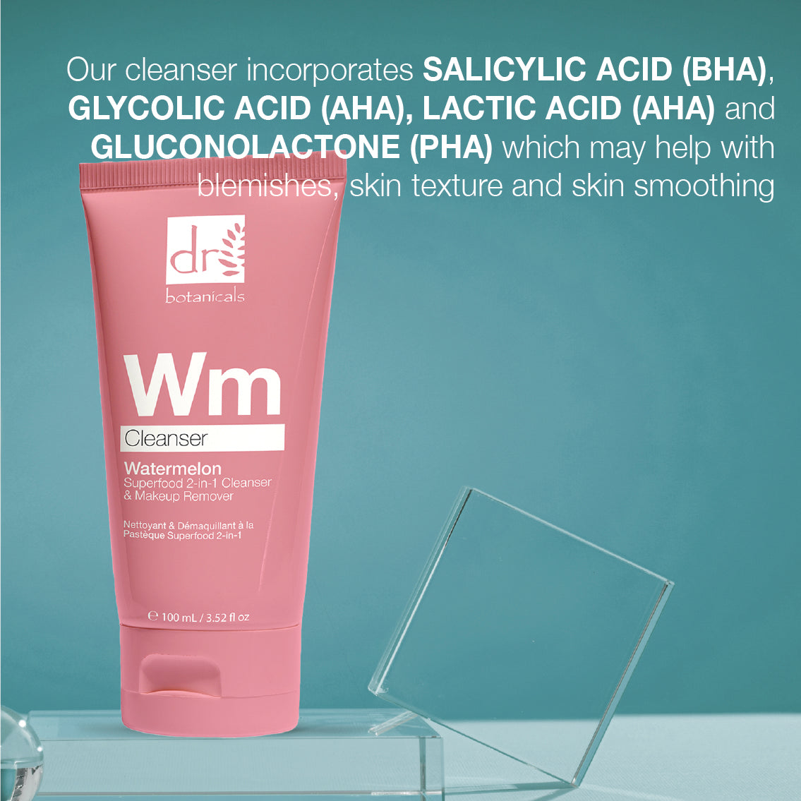 Watermelon Superfood 2-in-1 Cleanser & Makeup Remover with Glycolic Acid, Salicylic Acid & Lactic Acid 100ml